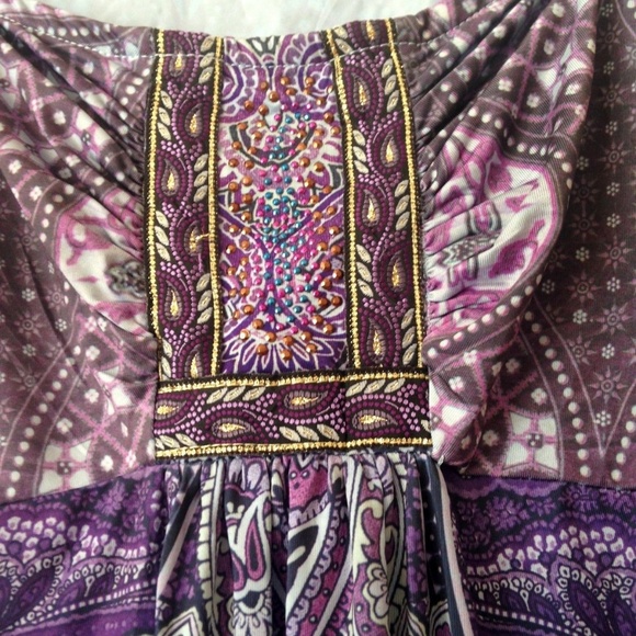 One World Peasant Boho Purple Empire Waist Bell Sv - Picture 5 of 8